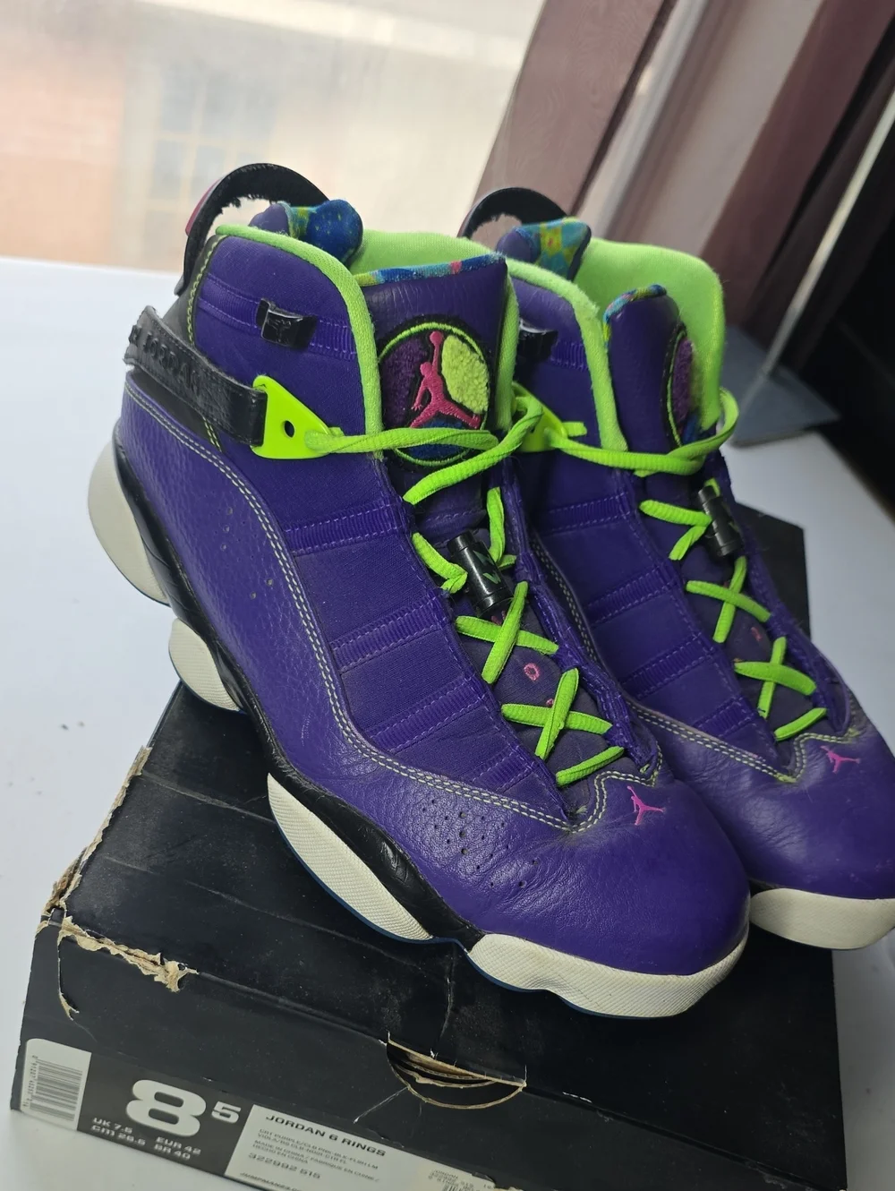 Air Jordan 6 Rings Bel-Air Purple 8.5 Basketball Sneakers